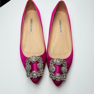 Similar to Manolo Blahnik Vivid Purple Satin Flats with Crystal Embellishment
